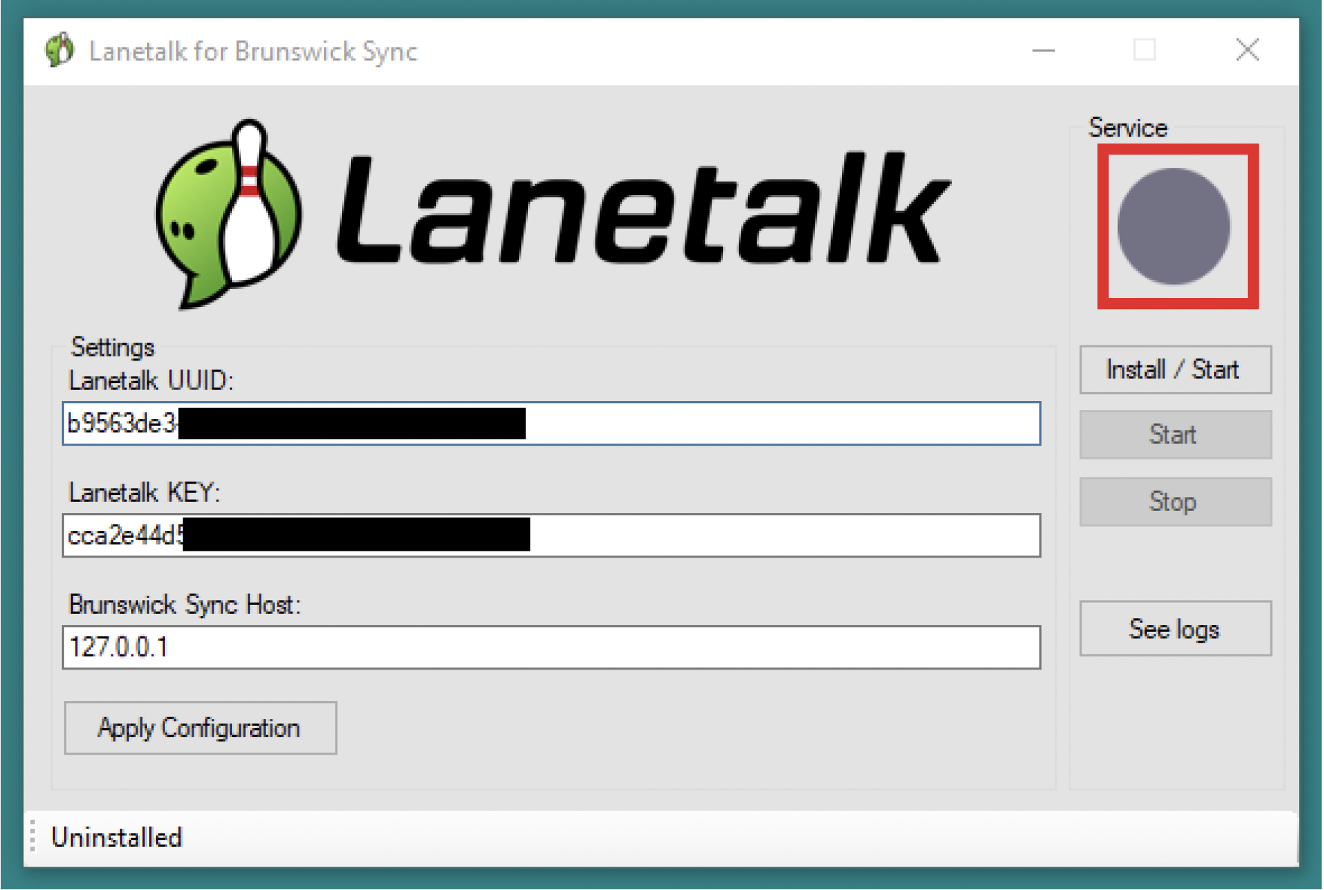 Lanetalk Sync client status